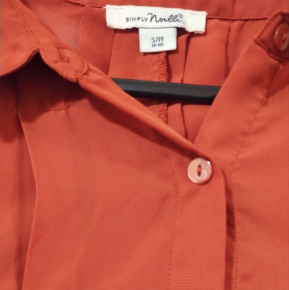 Rust Orange Button-Up Blouse - Picture 5 of 6